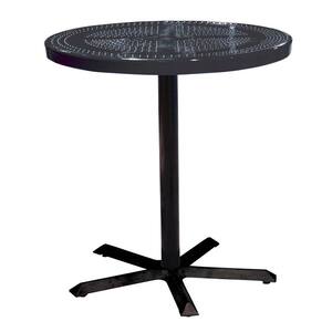 36 in. Black Round Metal Perforated Table with 40 in. Pedestal Base