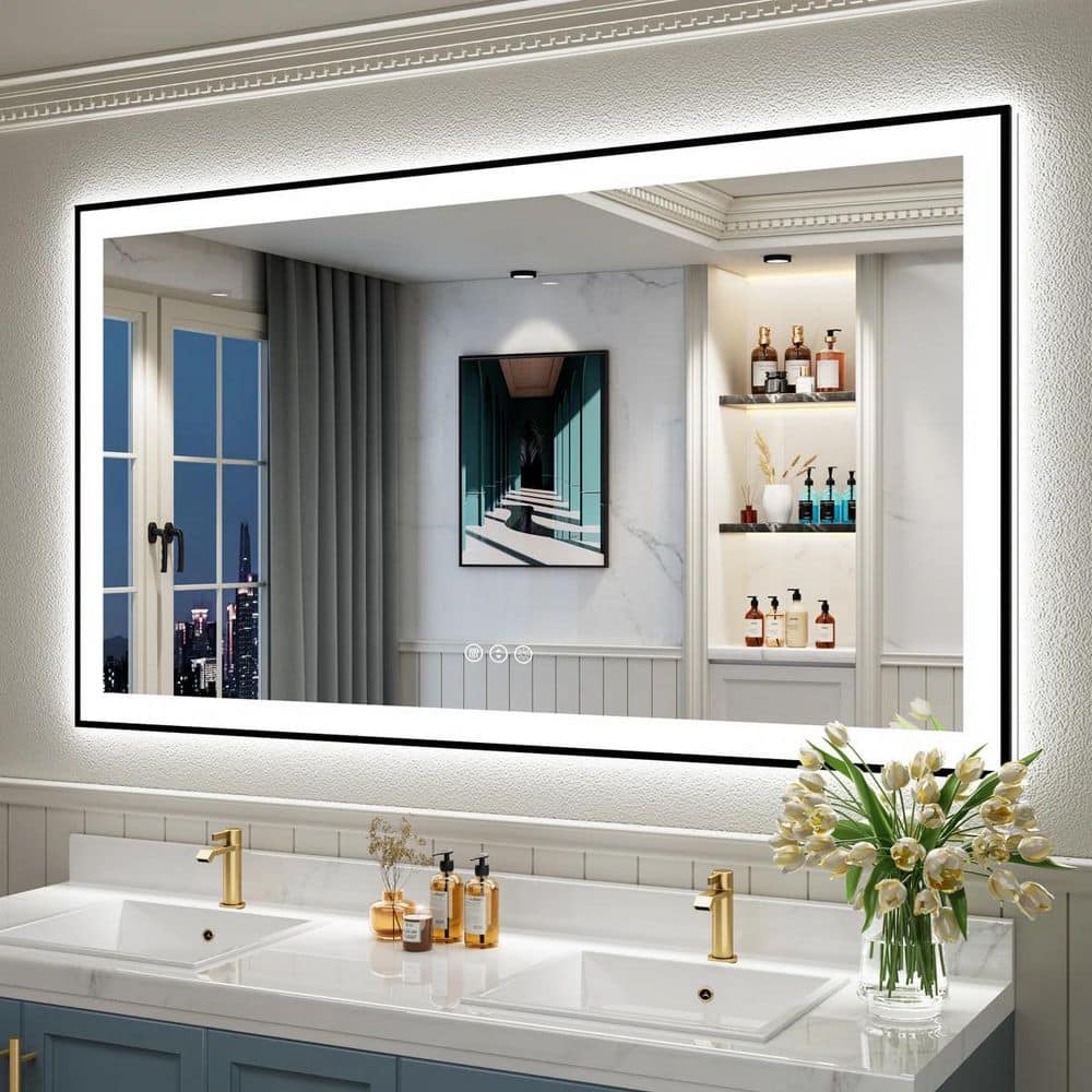 60 in. W x 36 in. H Rectangular Framed Front and Back LED Lighted Anti-Fog Wall Bathroom Vanity Mirror in Tempered Glass price history on PriceWatchPro