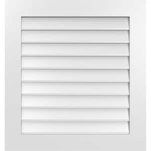 30 in. x 32 in. Rectangular White PVC Paintable Gable Louver Vent Non-Functional