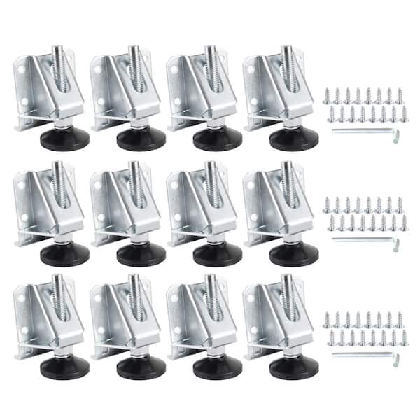 7/16 to 2 in. Height Adjustable Heavy-Duty Zinc-Plated Steel Furniture Leg Levelers with Pads, Screws, Lock Nuts (12-PK)