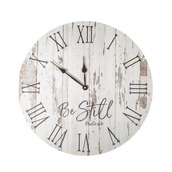 P Graham Dunn Be Still White Washed Pine Wood Clock
