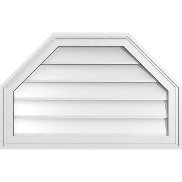 Ekena Millwork 28 in. x 18 in. Octagonal Top Surface Mount PVC Gable Vent: Decorative with Brickmould Frame