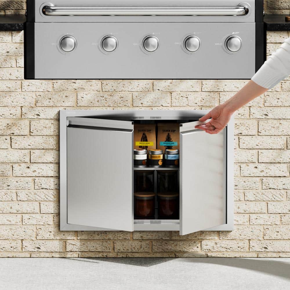 Stainless Steel Double Outdoor Kitchen Access Door