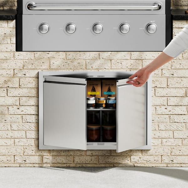 Double Outdoor Kitchen Door 30 in. W x 21 in. H BBQ Access Door with Recessed Handles