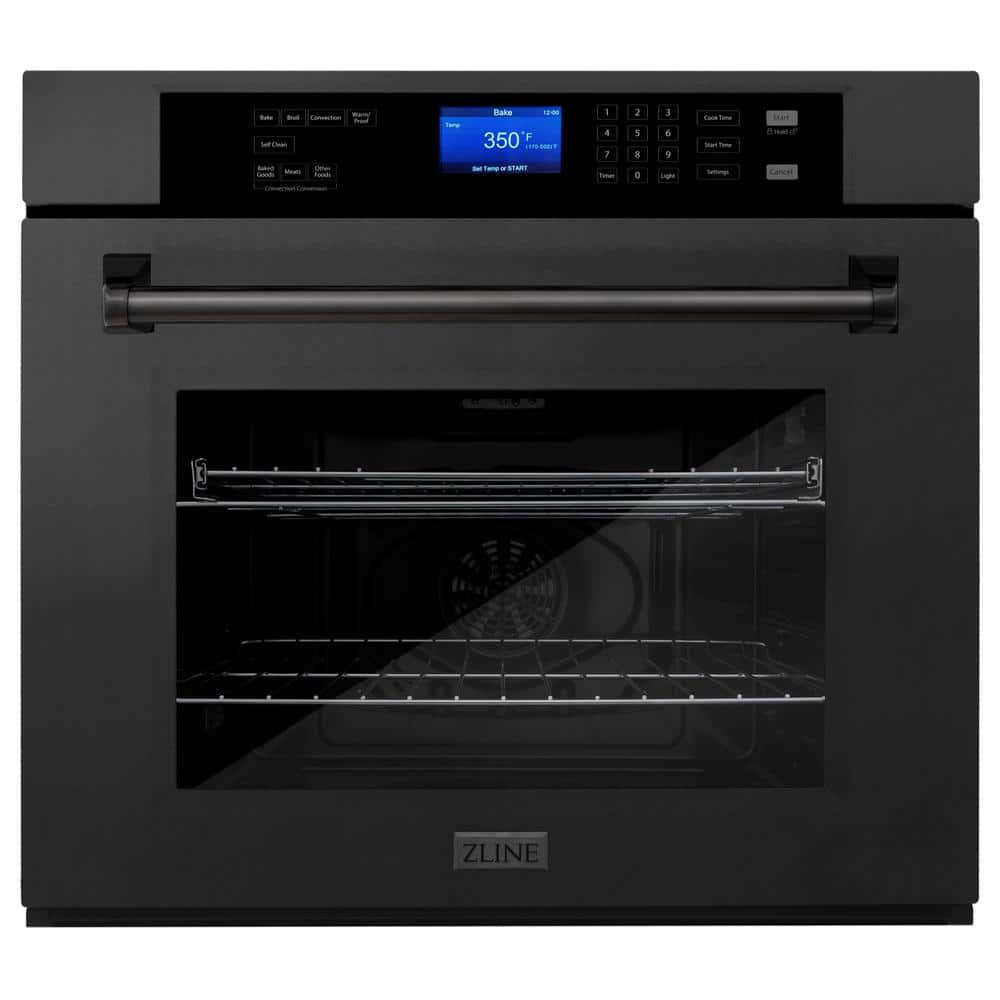 ZLINE Kitchen and Bath 30 in. Single Electric Wall Oven with True Convection in Black Stainless Steel