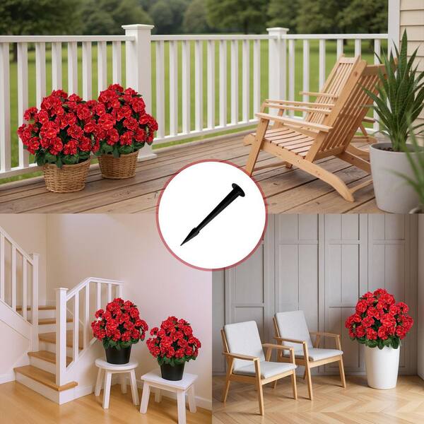 2PACK 1. 97FT Red Artificial Trees With Ground Spike, Boxwood