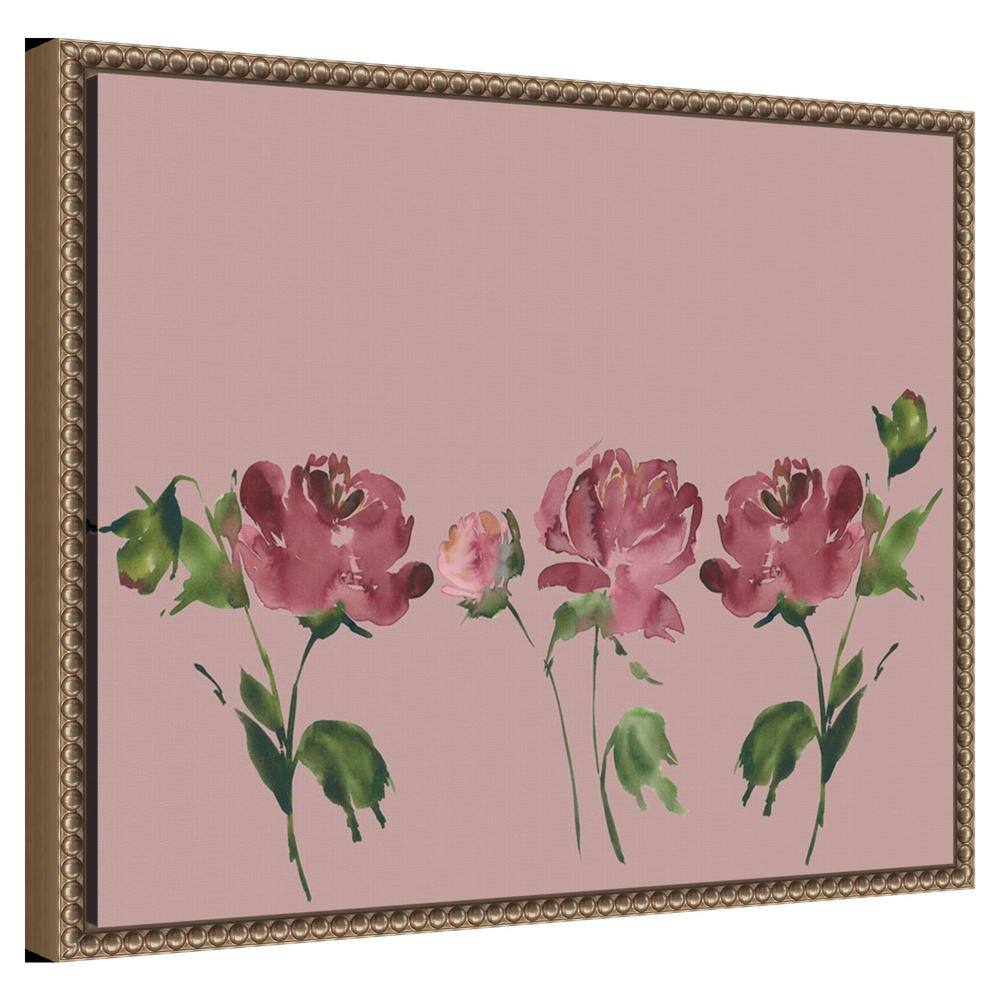 Mauve Peonies Beaded Framed Canvas Wall Art