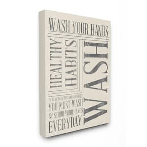 30 in. x 40 in. "Wash Your Hands Typography Bathroom Art" by Sd Graphics Studio Printed Canvas Wall Art