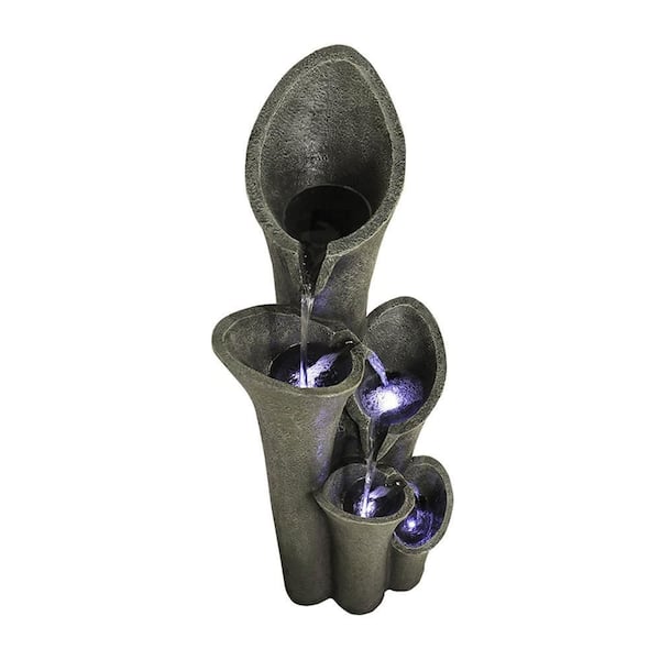 Unbranded 39 in. Tall Outdoor 5-Tiered Polyester Water Fountain With Led Lights