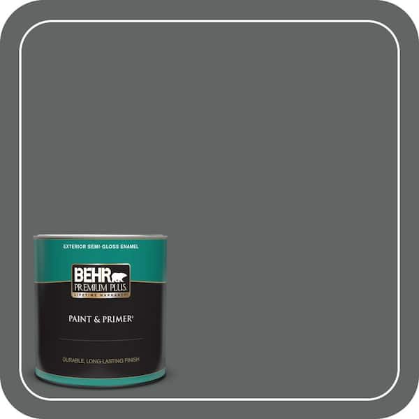 BEHR PREMIUM PLUS 1 qt. #BXC-41 Charcoal Semi-Gloss Enamel Exterior Paint & Primer