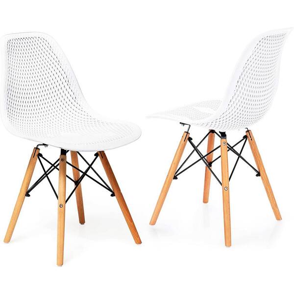 SUGIFT Plastic Outdoor Dining Chair in White Set of 2 SGFT88366 The