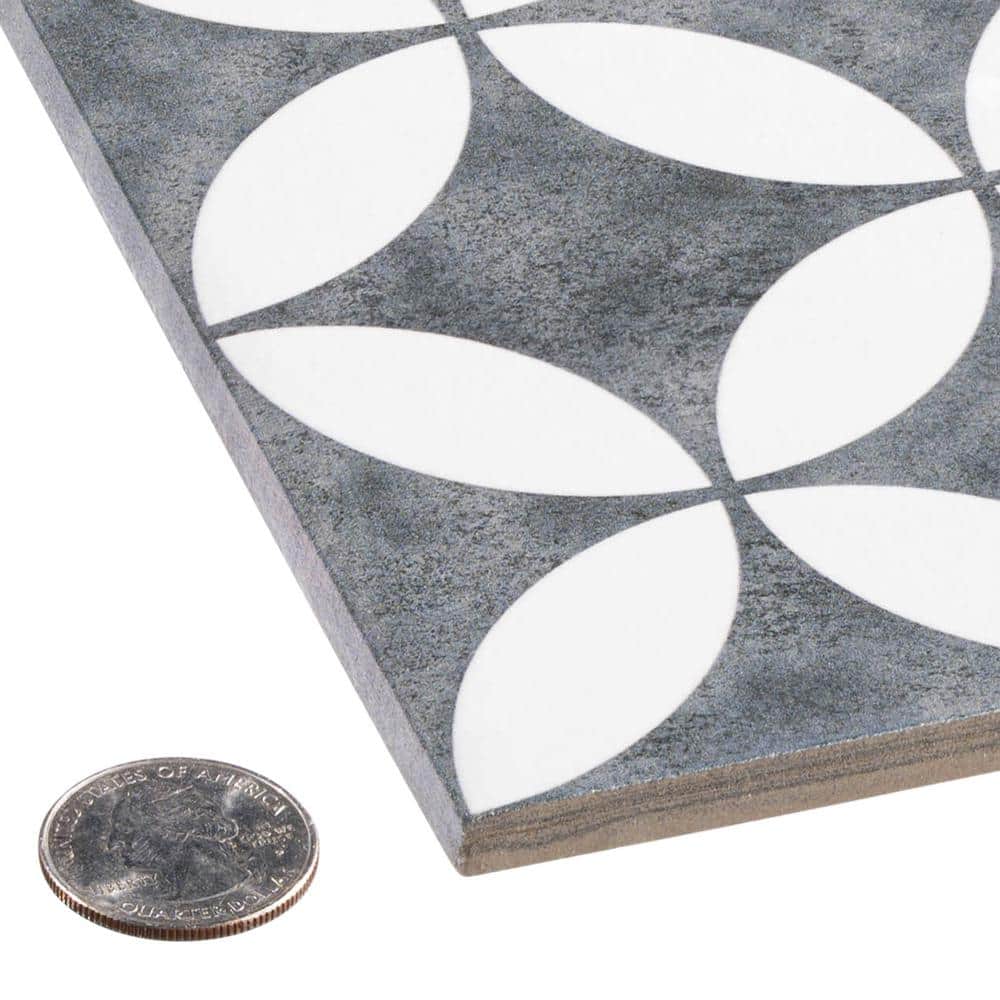 Turin Black and Gray Matte Porcelain 6x6 Patterned Tile