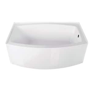 60 in. Acrylic Right Drain Rectangular Alcove Soaking Bathtub in White