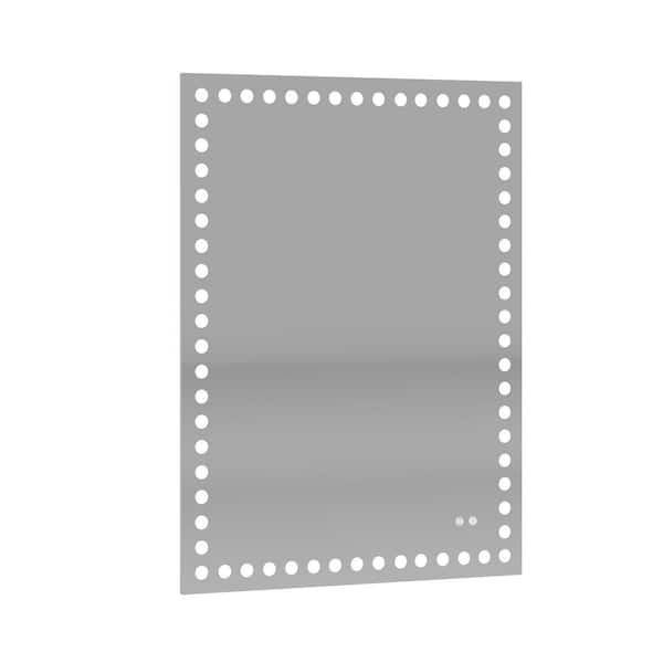 Unbranded White 40 in. W x 32 in. H Rectangle Metal Wall Mirror, Wall Mounted Anti-Fog Memory Rectangular Vanity Mirror