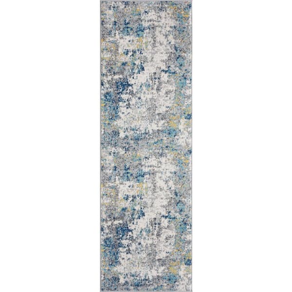 Tayse Rugs Dynamic Abstract Blue 2 ft. x 8 ft. Indoor Runner Rug