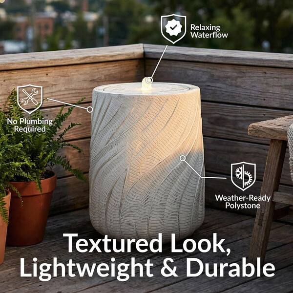 Sunnydaze Textured Spiral Outdoor Urn Bubble Fountain with LED