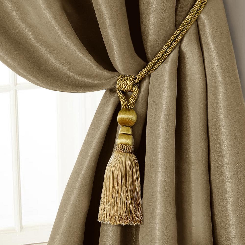 Black & Gold Color Window Treatment Curtain Drapery Tassel Rope Tieback/Holdback 