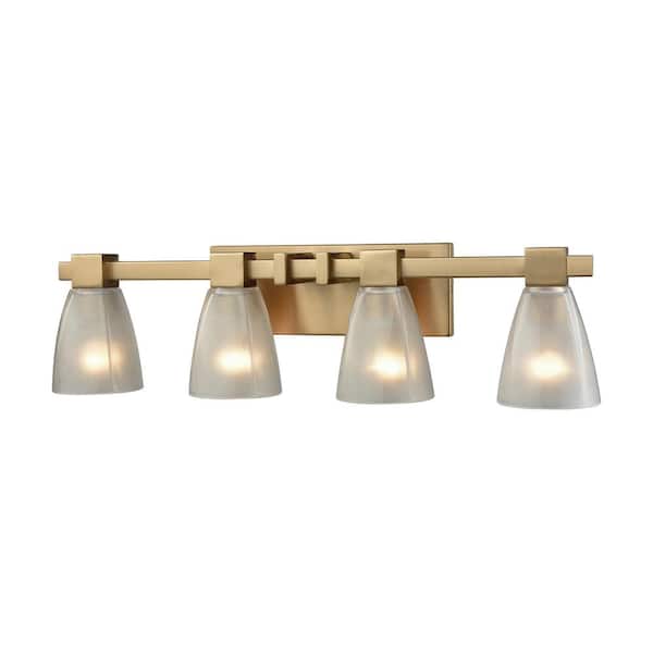 Titan Lighting Ensley 4-Light Satin Brass with Frosted Glass Bath Light