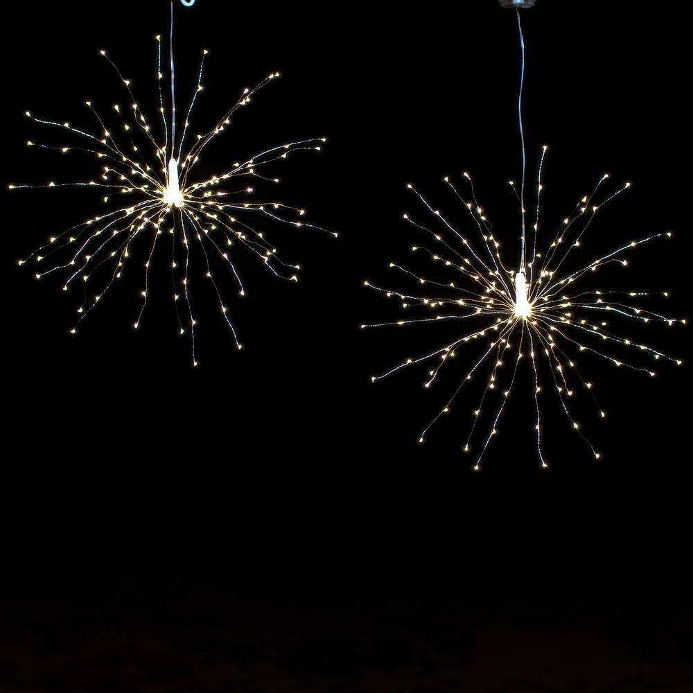 Ethereal Glow 16.5ft Warm White LED Starburst Lights with Remote - Set of 2