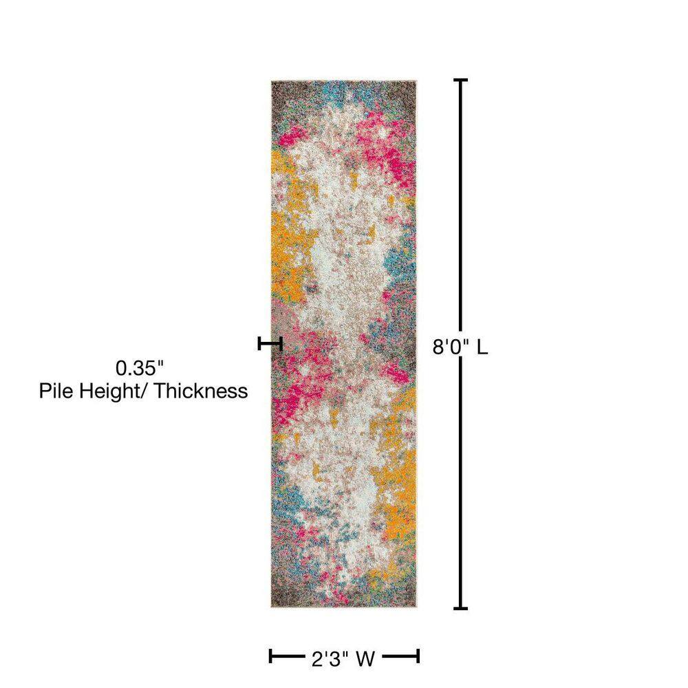 Yellow and Multicolor Abstract Synthetic Flat Woven Area Rug