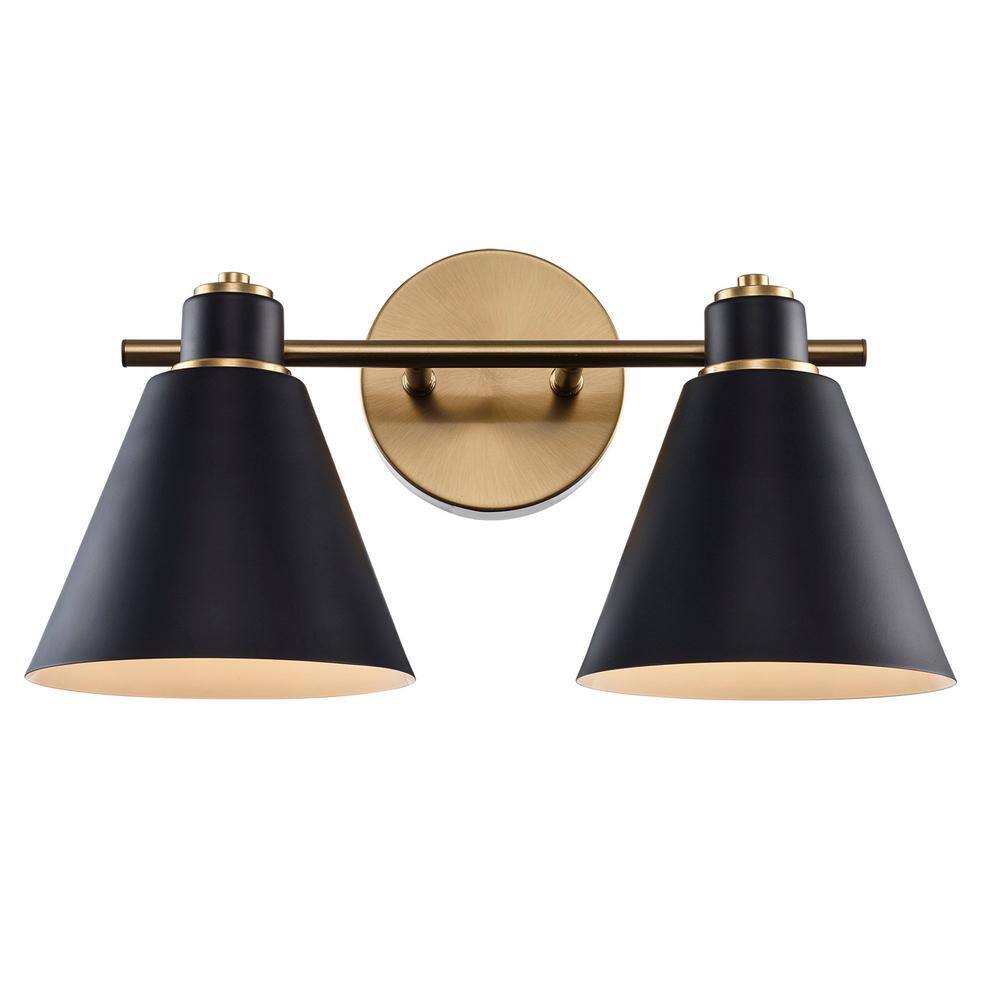 Bel Air Lighting Forge 15.5 in. 2-Light Black and Gold Bathroom Vanity ...