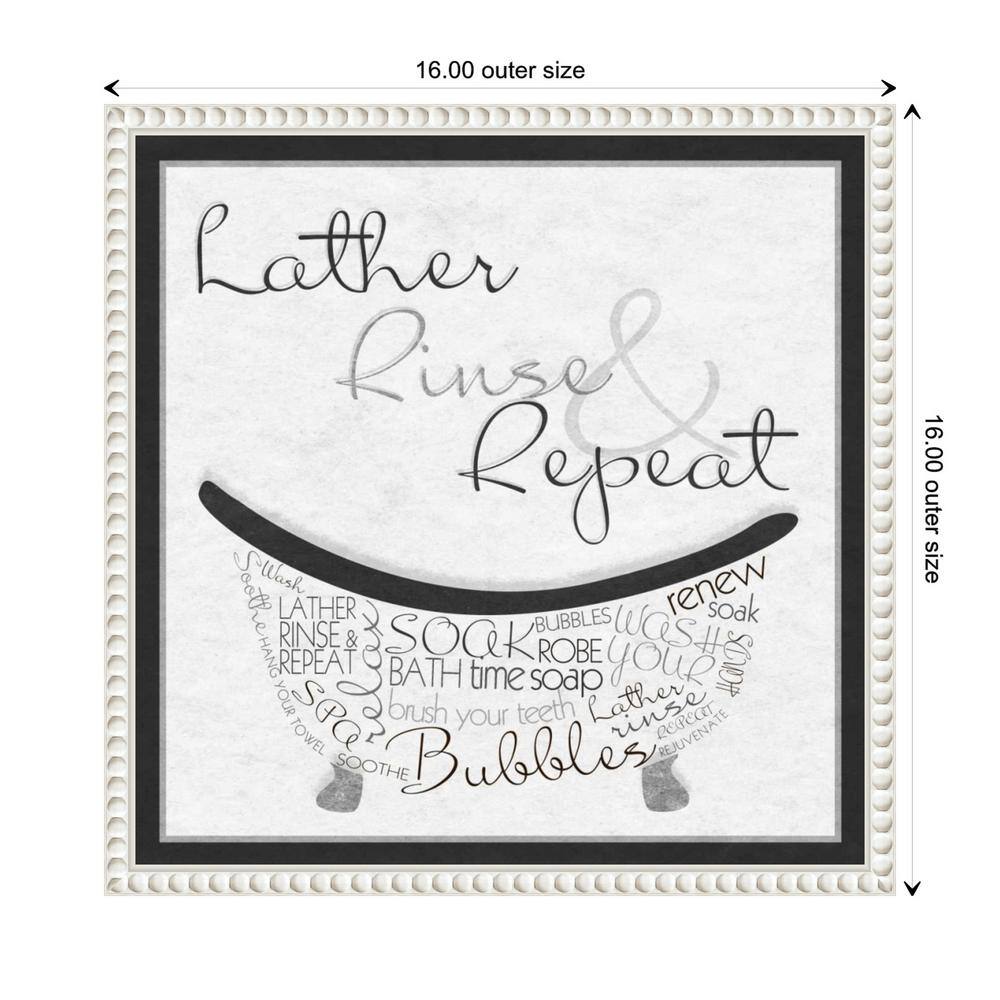 Sylvie Beaded White Floater Frame Bath Time Quote Canvas Art