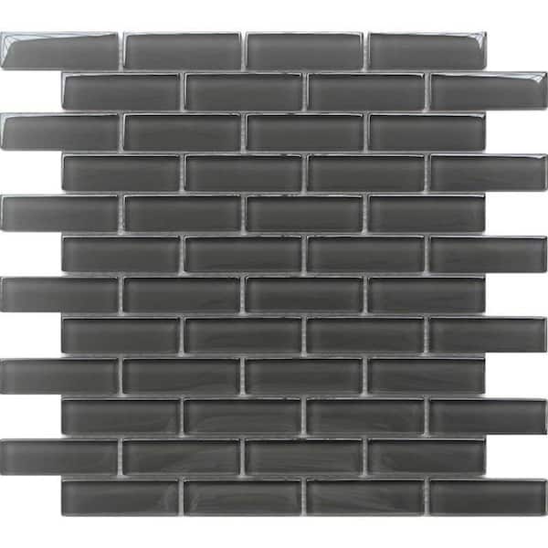 Apollo Tile Ash Gray 4 in. x 5 in. Polished Glass Mosaic Tile Sample (0.13 sq. ft./Piece)
