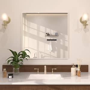 Sight 30 in. W x 30 in. H Rectangular Framed Wall Bathroom Vanity Mirror in Brushed Nickel