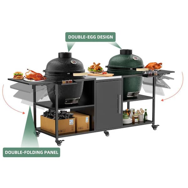 Metal Outdoor Grill Cart, Grill Table Compatible with Large Big