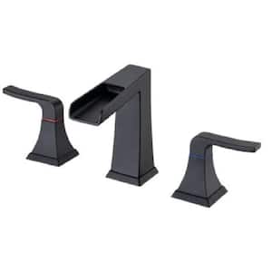 Waterfall 8 in. Widespread 2-Handle Bathroom Faucet with Deck-Mounted in Matte Black