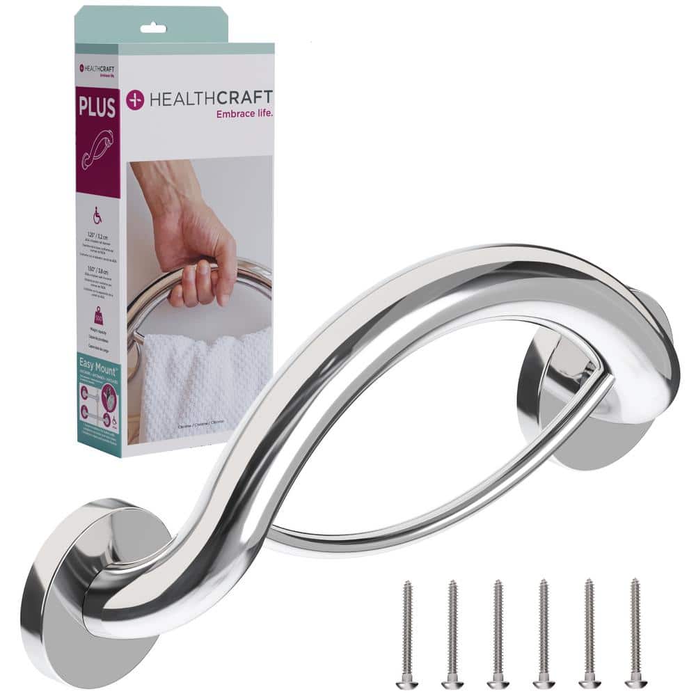 HEALTHCRAFT Plus, 14 in. Concealed Screw Grab Bar And Towel Ring, 2In