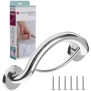 Plus, 14 in. Concealed Screw Grab Bar And Towel Ring, 2-In-1 Decorative Grab Bar ADA Compliant in Polished Chrome