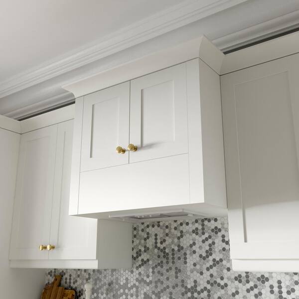 J Collection Wallace Painted Warm White Assembled Corner Wall Kitchen Cabinet with Glass Door (24 in. W x 30 in. H x 14 in. D)