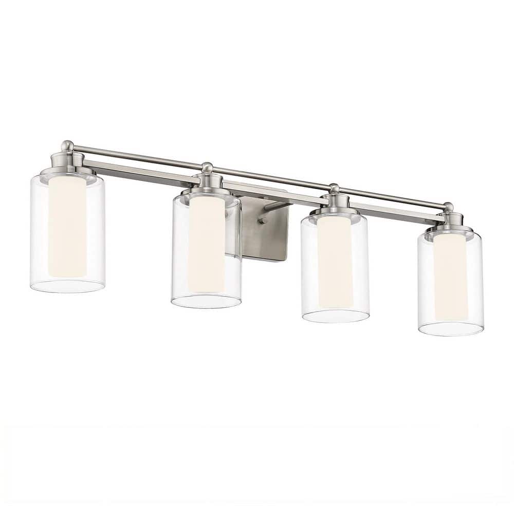 Modern 31.7 in. 4 Light Brushed Nickel 24W 5CCT LED Vanity Light with Frosted Acrylic Shade price history on PriceWatchPro