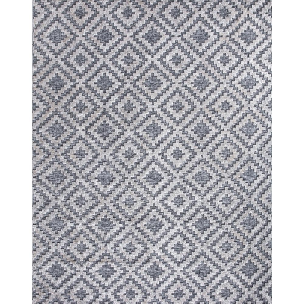 Samba Square Gray 8 ft. x 10 ft. Indoor/Outdoor Patio Area Rug