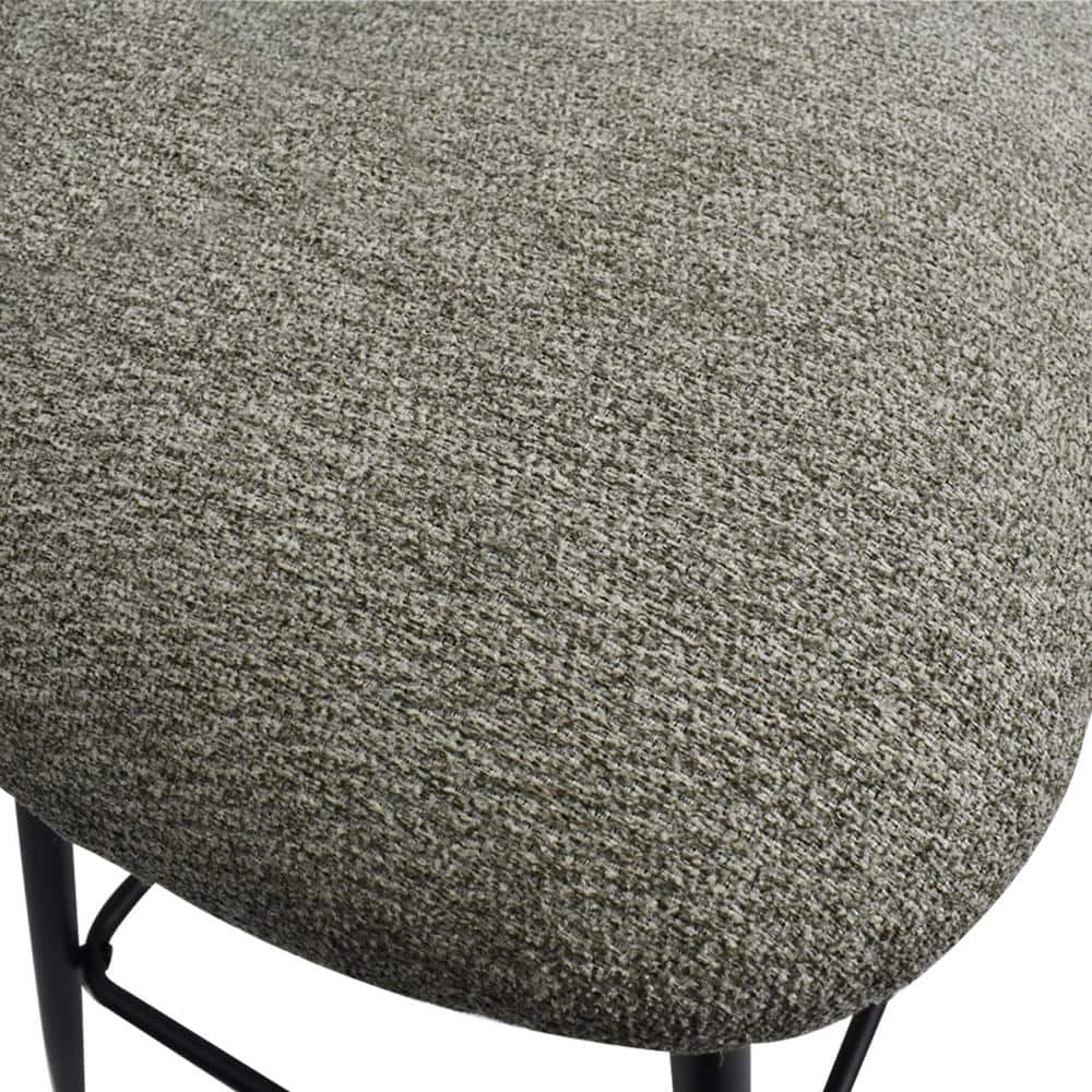 Light Gray Upholstered Counter Height Stools with Black Metal Frame, Set of 2