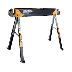 Adjustable Height (25-32 in.) and Width (39.9-45.9 in.) Steel Sawhorse and Jobsite Table - 1300 lb. Capacity