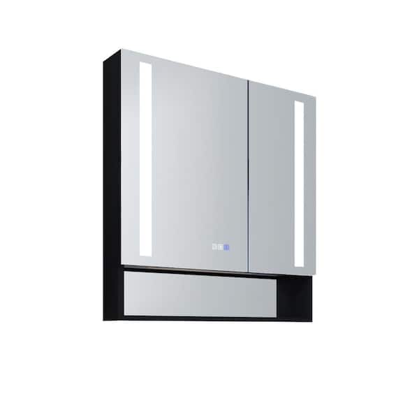 Unbranded 30 in. W x 32 in. H Rectangular Aluminum Medicine Cabinet with Mirror