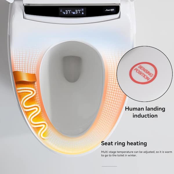 Smart Bidet Toilet with Remote Control and Deodorizing Almond Seat - 1.28 GPF, White