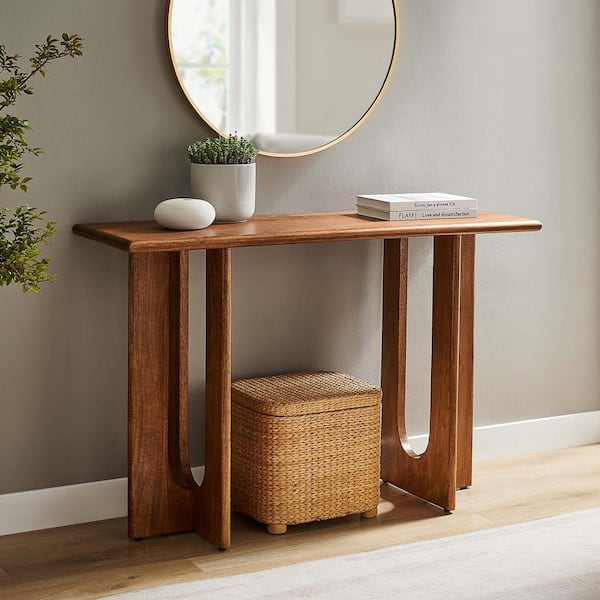 Rivian 16 in. in Walnut Rectangle Wood Console Table