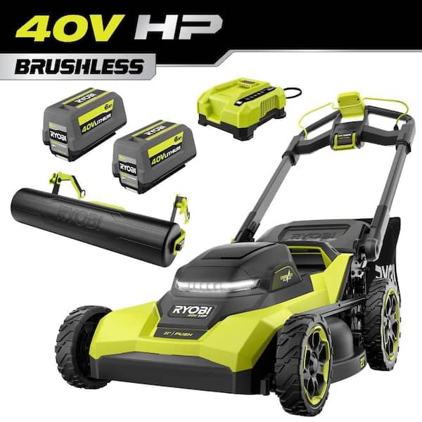 40V HP Brushless 21" Cordless Battery Walk-Behind Multi-Blade Push Mower w/ Striper, (2) 6.0 Ah Batteries & Charger
