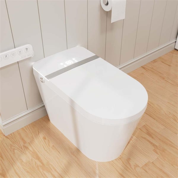 GIVING TREE Smart Toilet Bidet 1.32 GPF Round with Auto Flush,Voice control,Heated Seat,Colorful ambient light Included in White