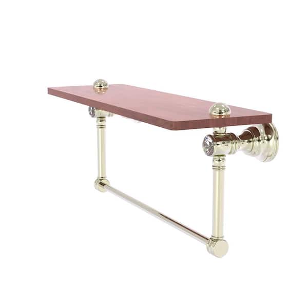 Allied Brass Carolina Crystal Collection 24-in Towel Shelf with Integrated Towel Bar in Polished Brass