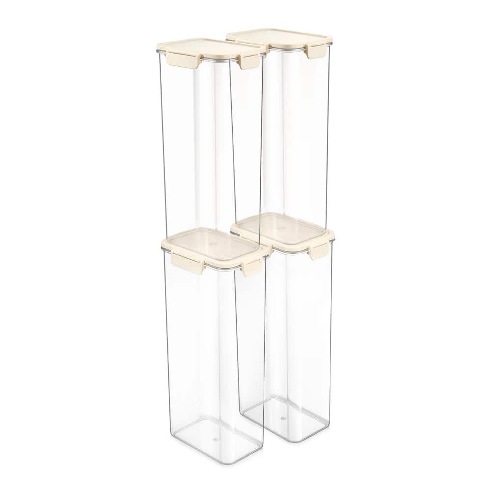 Stackable Plastic Food Storage Container with Lids (4 Pack), Clear Airtight Pantry Canister for Kitchen Organization price history on PriceWatchPro