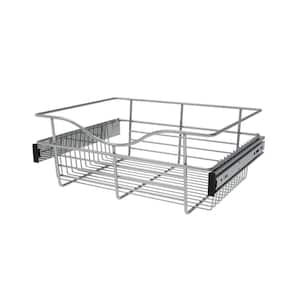 7 in. H x 18 in. W Chrome Steel 1-Drawer Wide Mesh Wire Basket