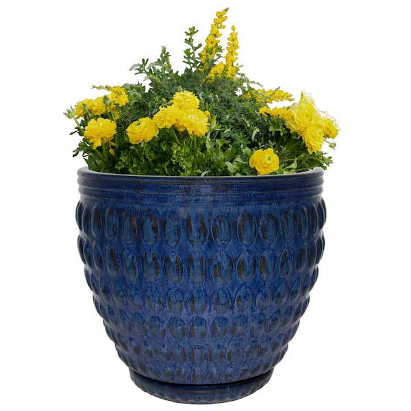 Trendspot 18 in. Blue Pinequilt Ceramic Planter CR00869S-180M - The Home  Depot