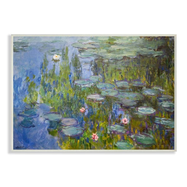 Stupell Industries 12 in. x 18 in. "Monet Impressionist Lilly Pad Pond Painting" by Claude Monet Wood Wall Art