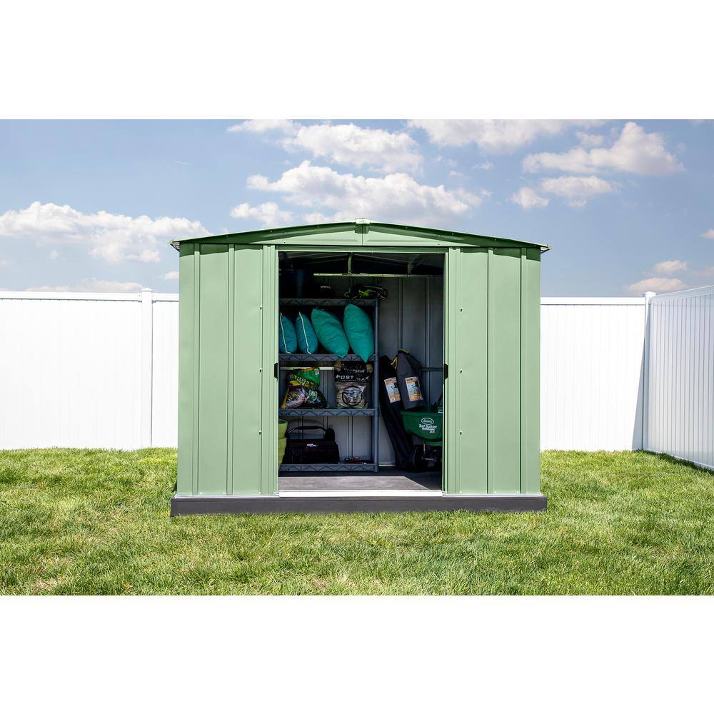 Sage Green 8x6 Galvanized Steel Peak Roof Storage Shed