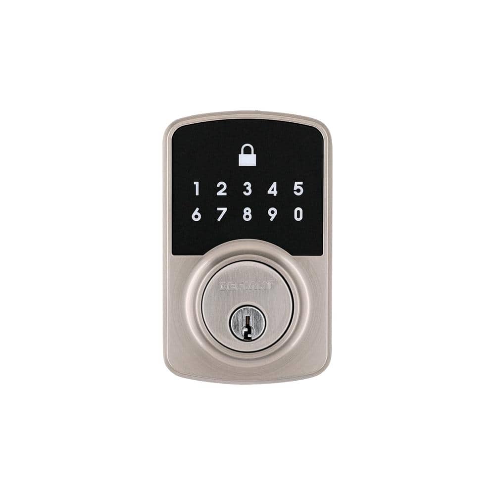 Square Compact Hubspace Satin Nickel Electronic Single Cylinder Deadbolt