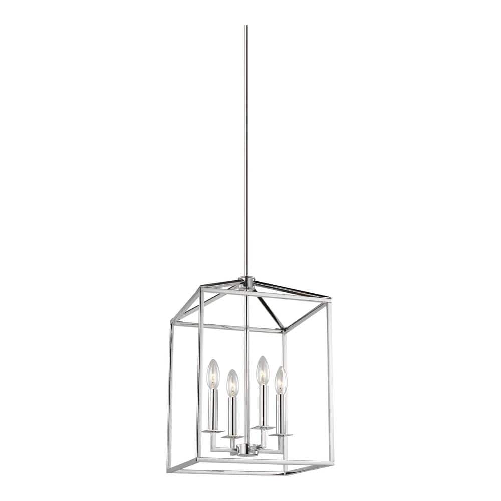 Ellery Chrome 4-Light Sleek Island Pendant with Clear Silver Wire